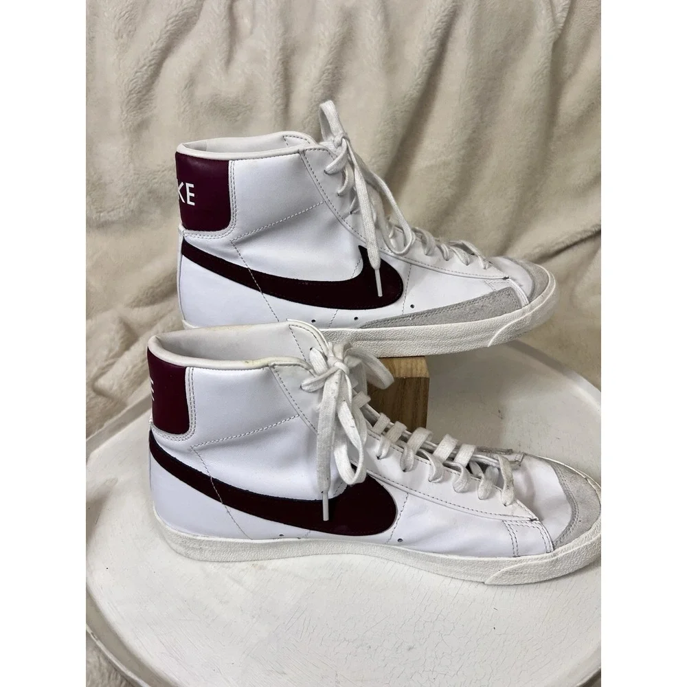 Nike Blazer Mid '77 Vintage 12 White Maroon High Top Leather Athletic BQ6806-111